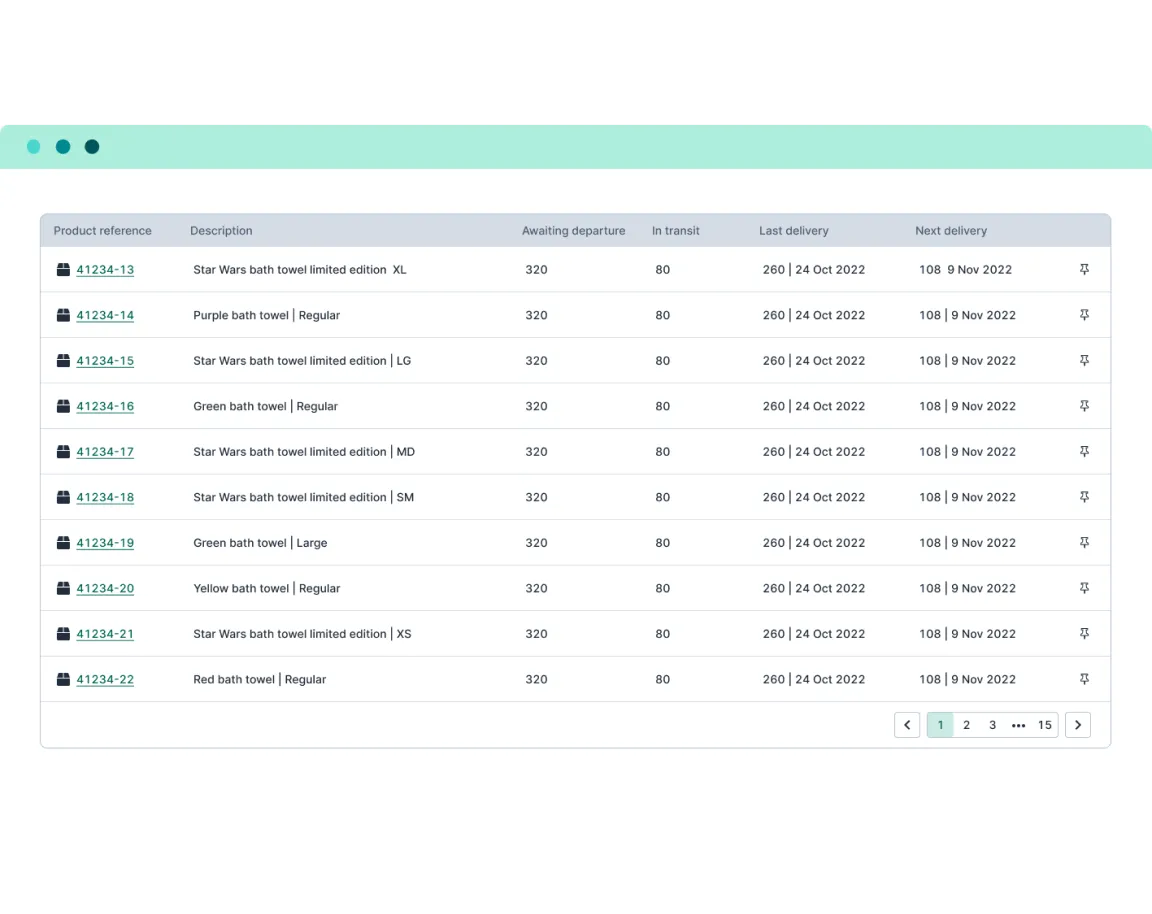 Lista de expediciones en la plataforma OVRSEA