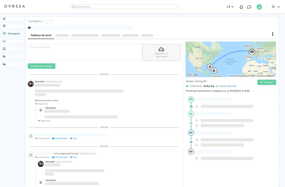 Onglet résumé d'une cotation sur la plateforme digitale OVRSEA